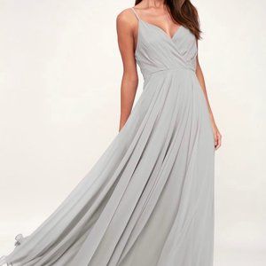 LuLu's All About Love Light Grey Maxi Dress